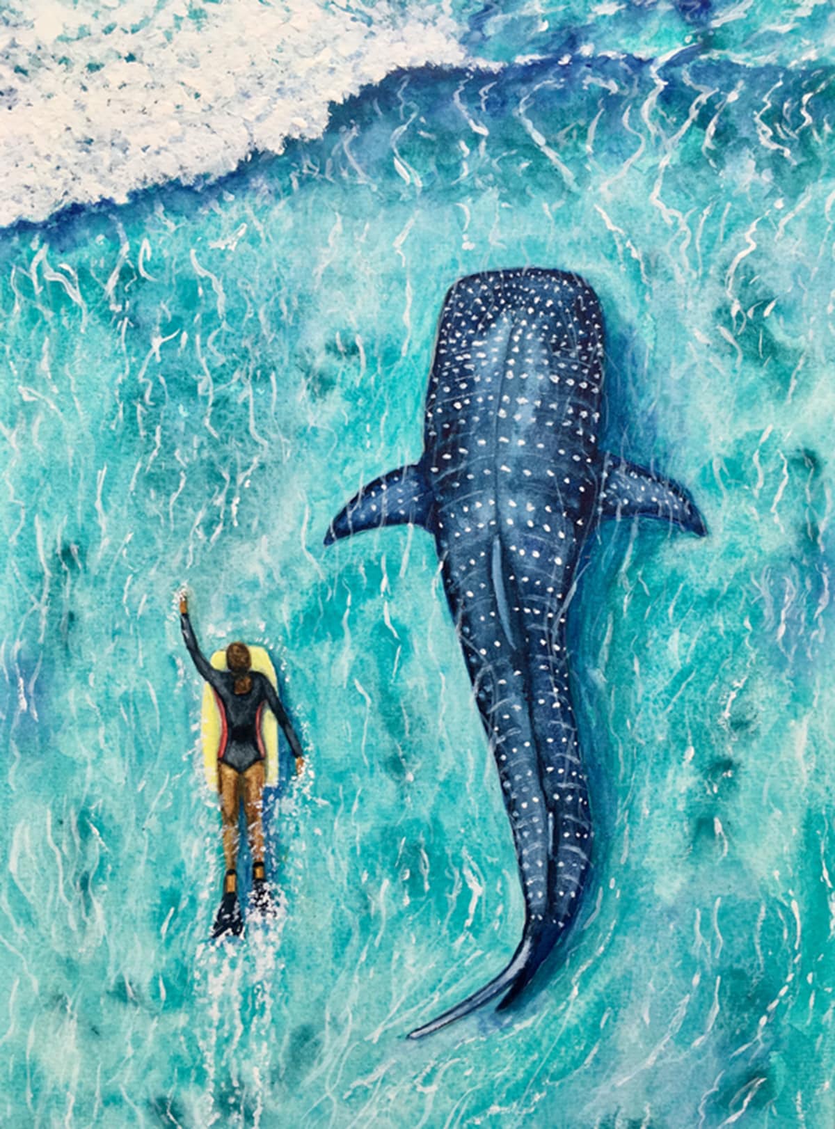 Sharing the Surf Whale Shark